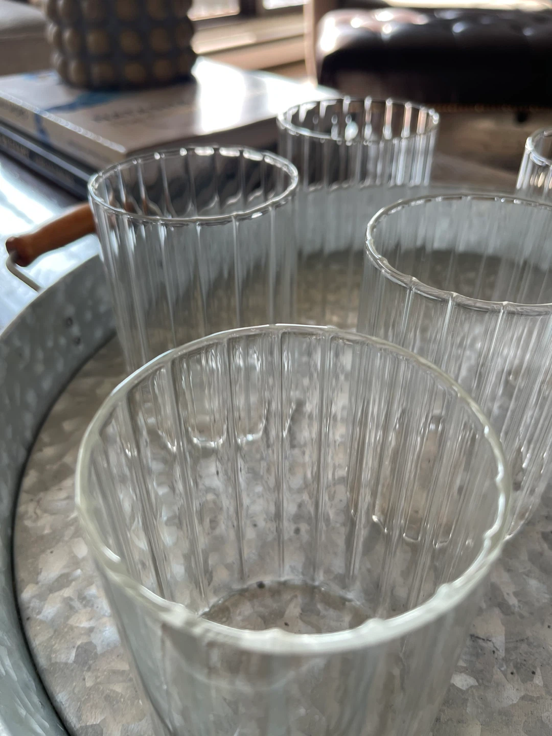Set of 6 Ribbed Glass Tumblers - photo 5