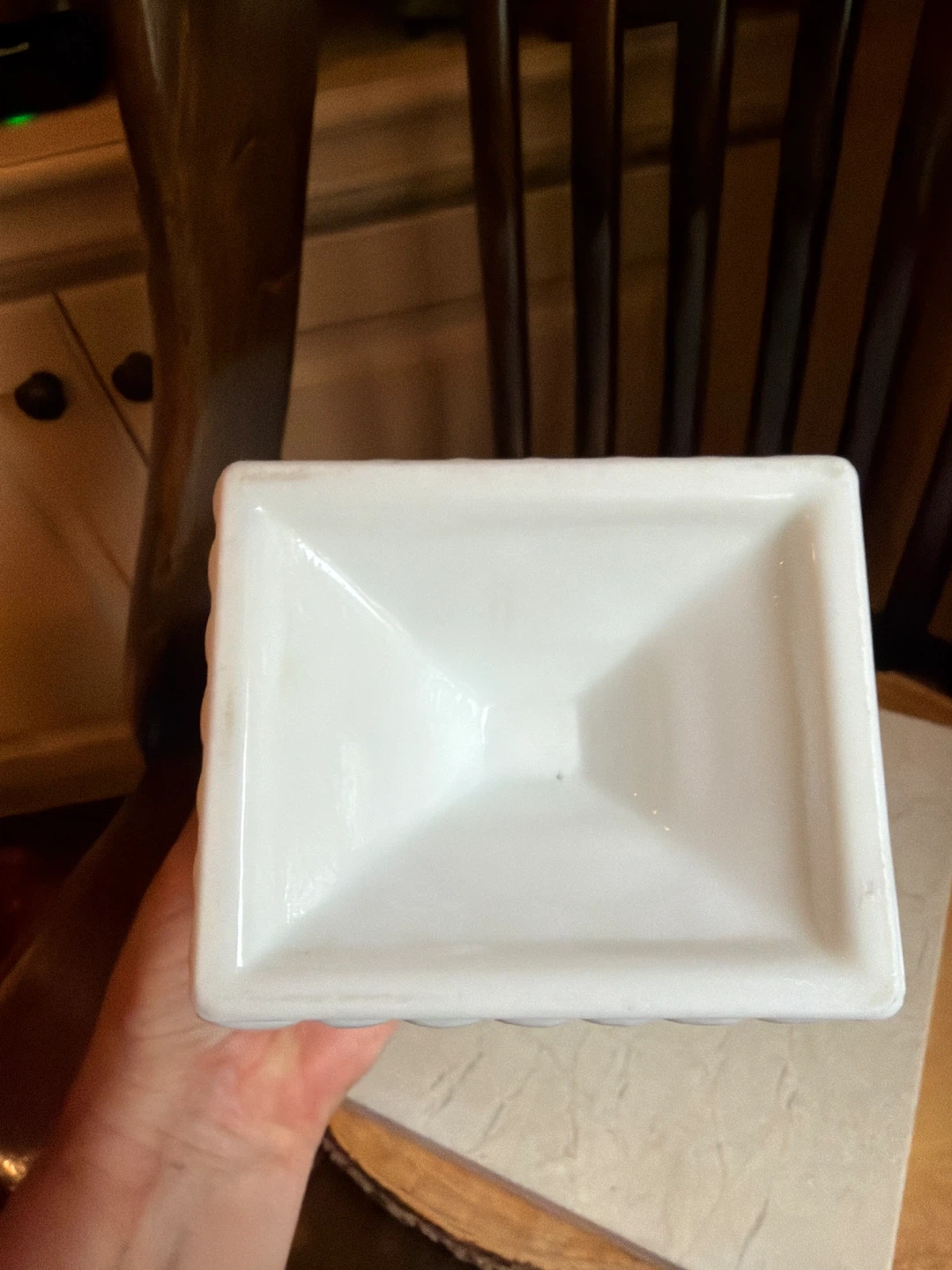 Vintage White Milk Glass Pedestal Vase/Planter - photo 4