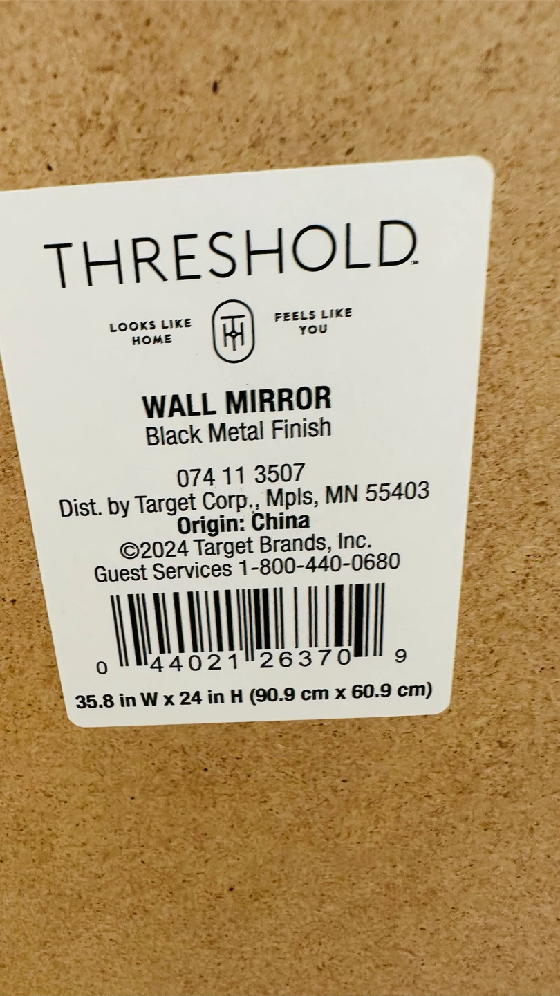 Threshold Wall Mirror - Black Metal Finish - photo 2