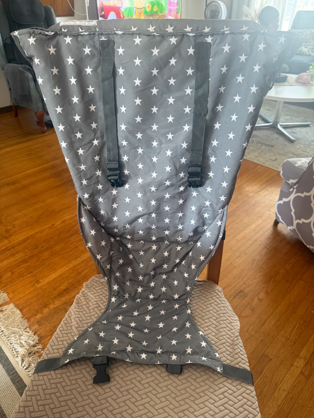 Grey Star Print High Chair Cover