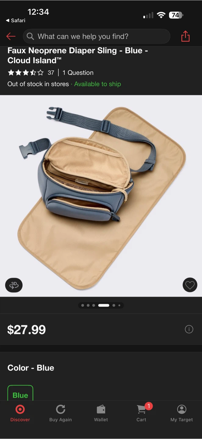 Cloud Island Diaper Sling Bag - photo 4