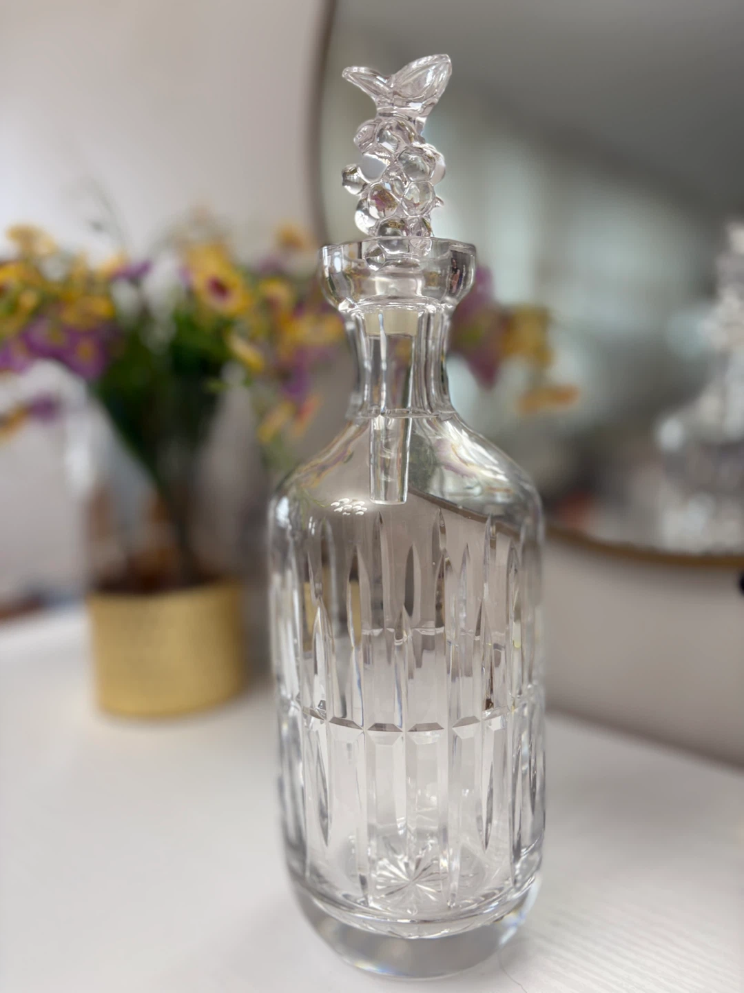 Vintage Cut Heavy Crystal Decanter with Stopper