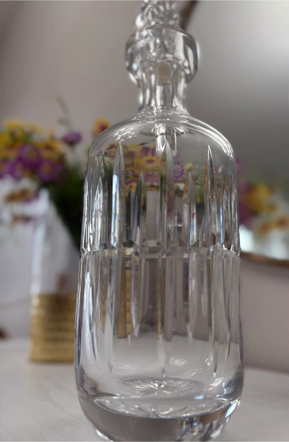 Vintage Cut Heavy Crystal Decanter with Stopper - photo 4