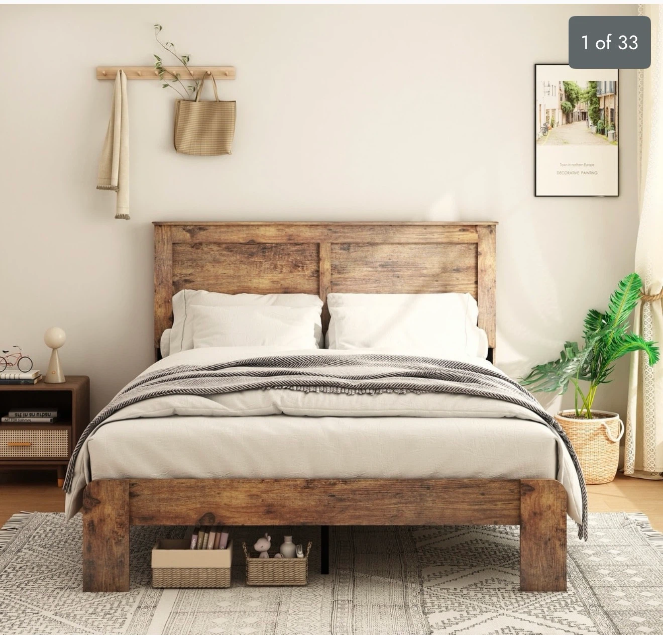 Queen Wooden Bed Frame Dark Brown In The box NEW
