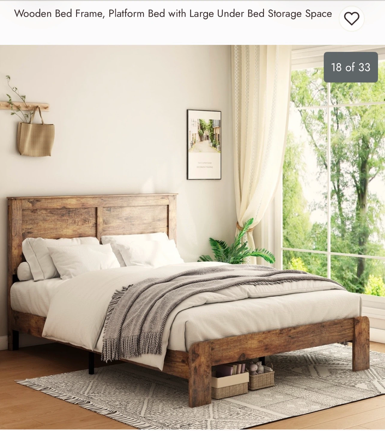 Queen Wooden Bed Frame Dark Brown In The box NEW - photo 4