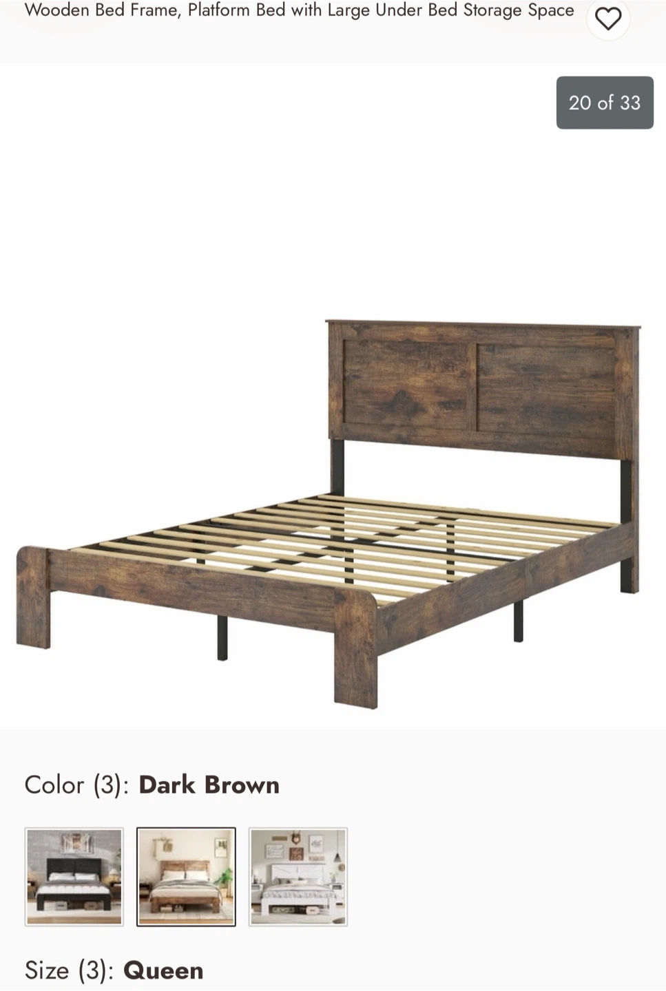Queen Wooden Bed Frame Dark Brown In The box NEW - photo 5