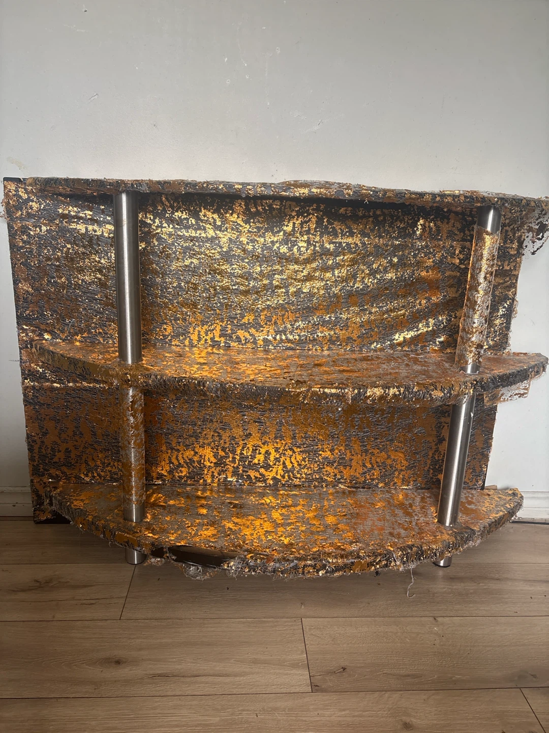 Tiered Shelf Unit - Gold/Black Fabric