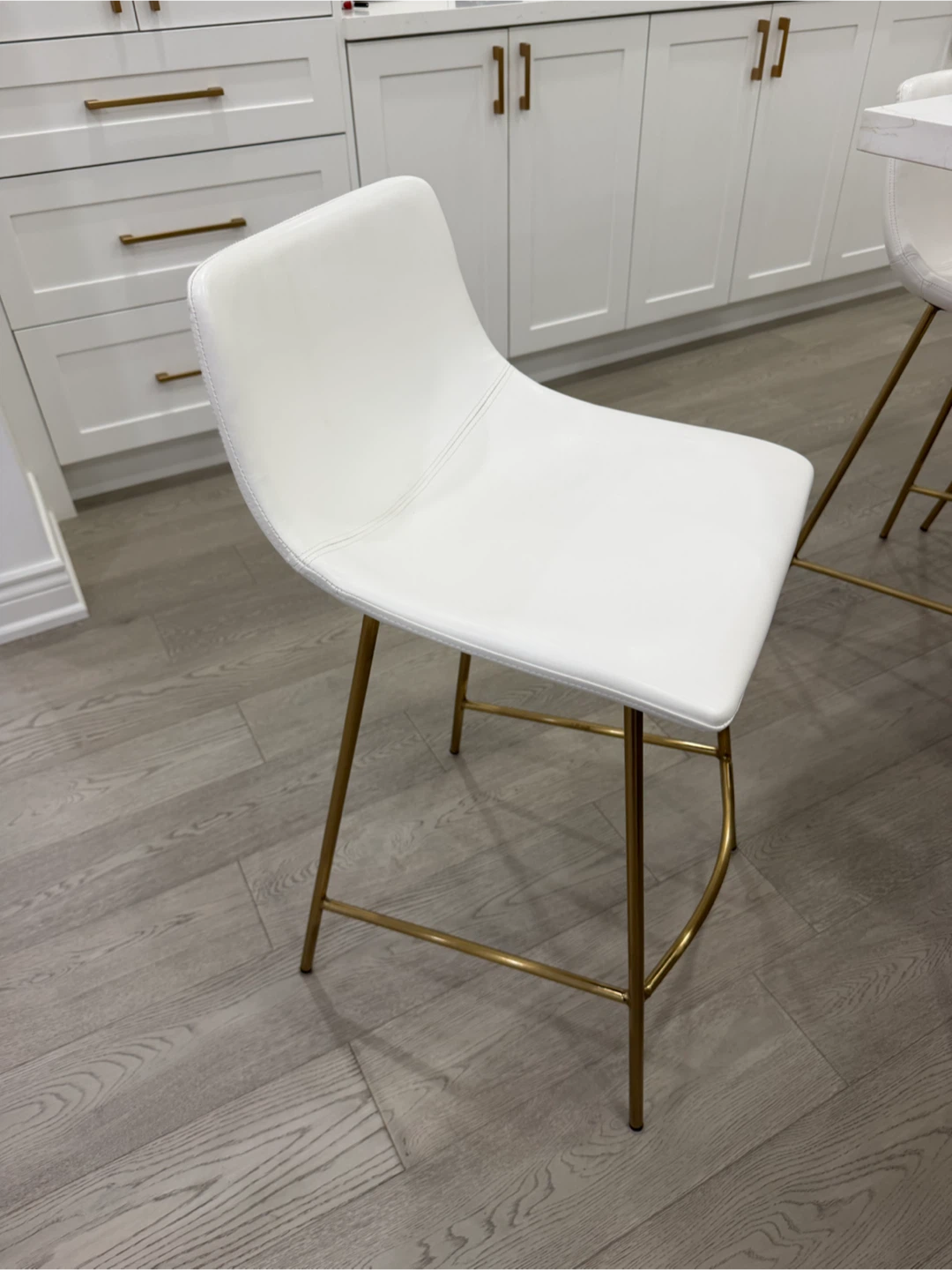 White Counter Stool with Gold Legs