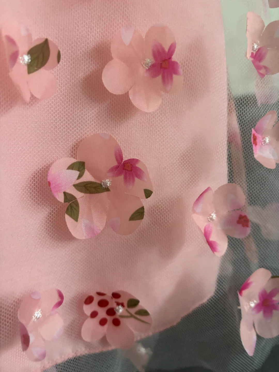 Pink Mesh Floral Dress with Bow 3-6months - photo 4