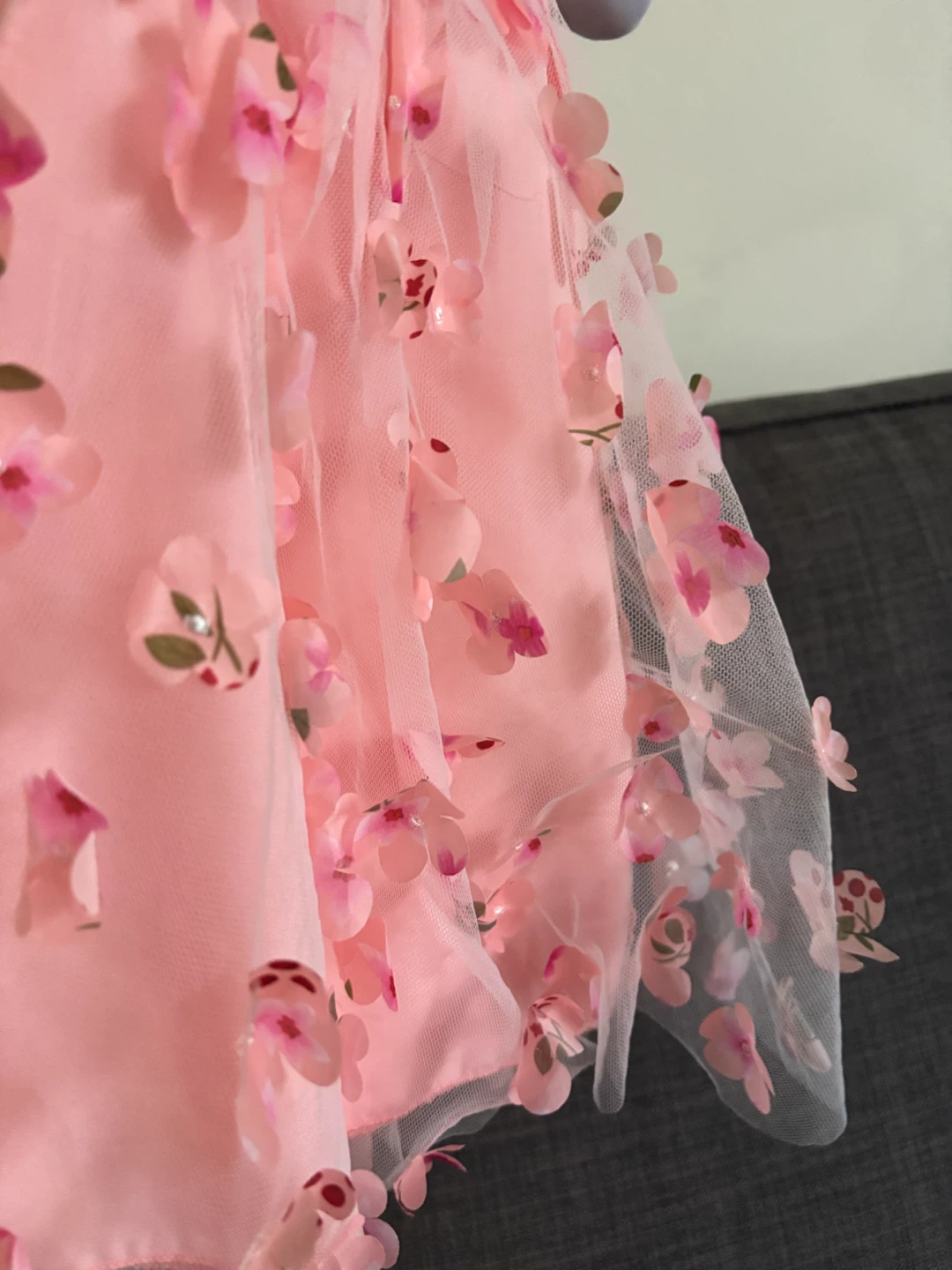 Pink Mesh Floral Dress with Bow 3-6months - photo 5