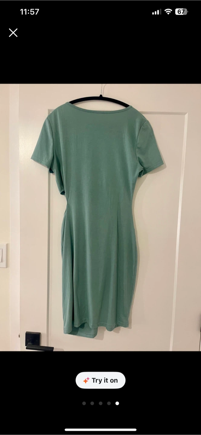 Teal Twist Front Cut-Out Dress - photo 5