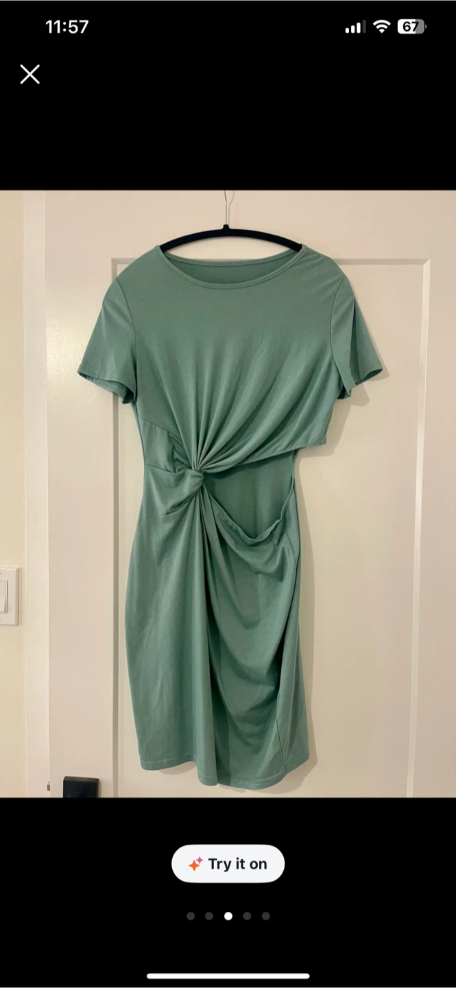 Teal Twist Front Cut-Out Dress - photo 3