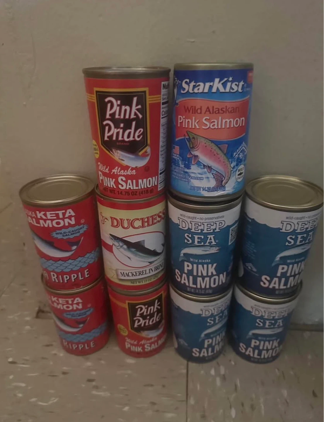 Assorted Canned Pink Salmon and Mackerel