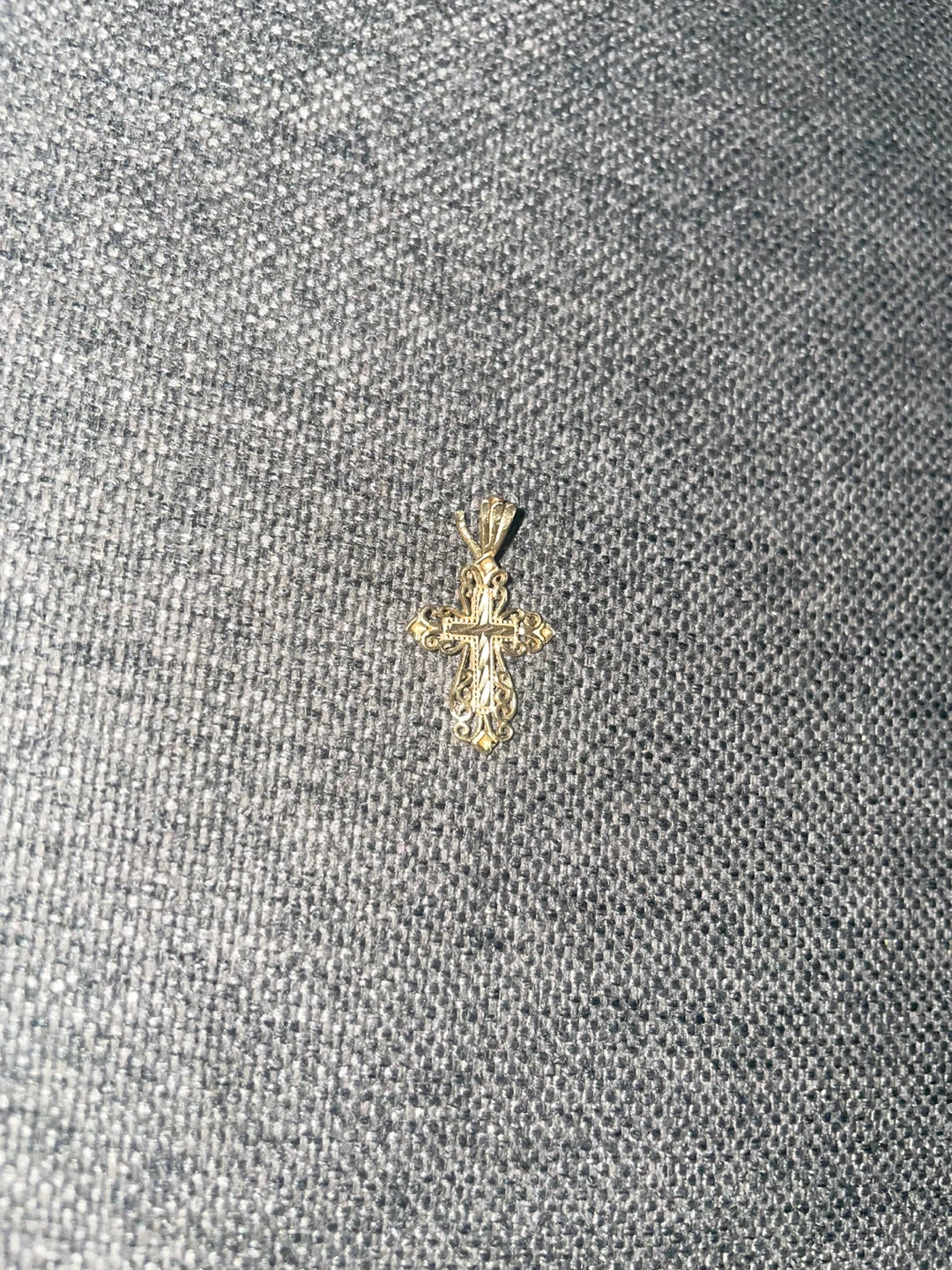 Baby 10K Gold Filigree Cross Pendant - photo 2