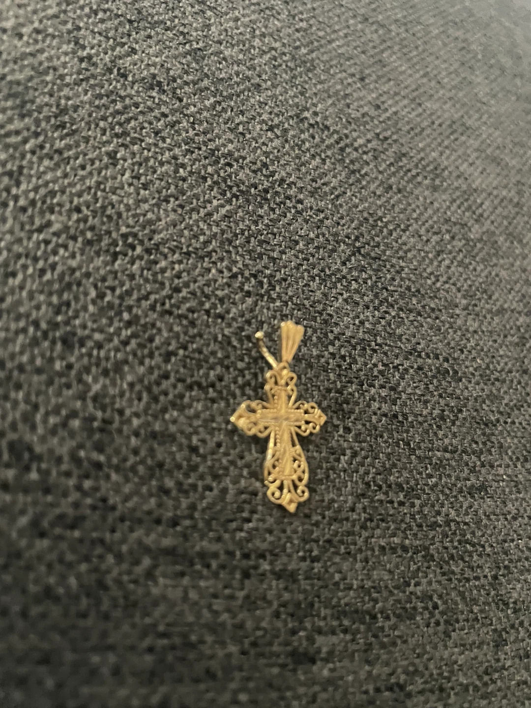 Baby 10K Gold Filigree Cross Pendant - photo 3