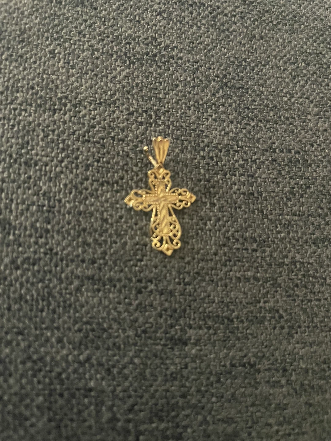 Baby 10K Gold Filigree Cross Pendant - photo 4