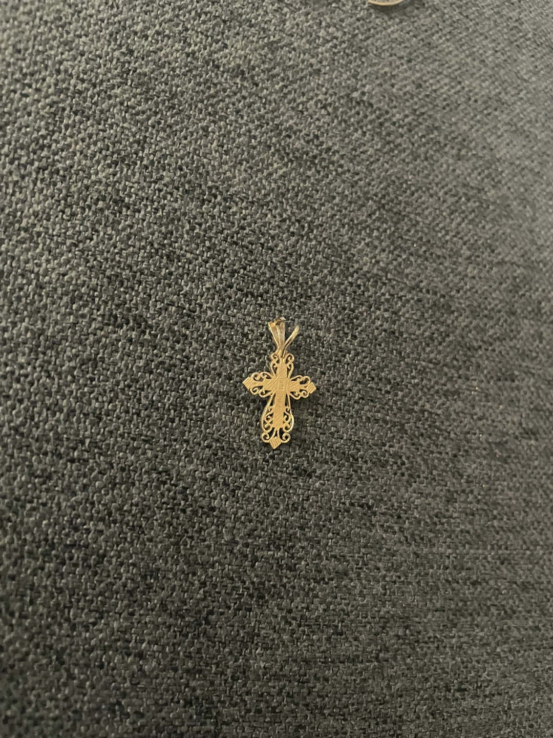 Baby 10K Gold Filigree Cross Pendant - photo 5