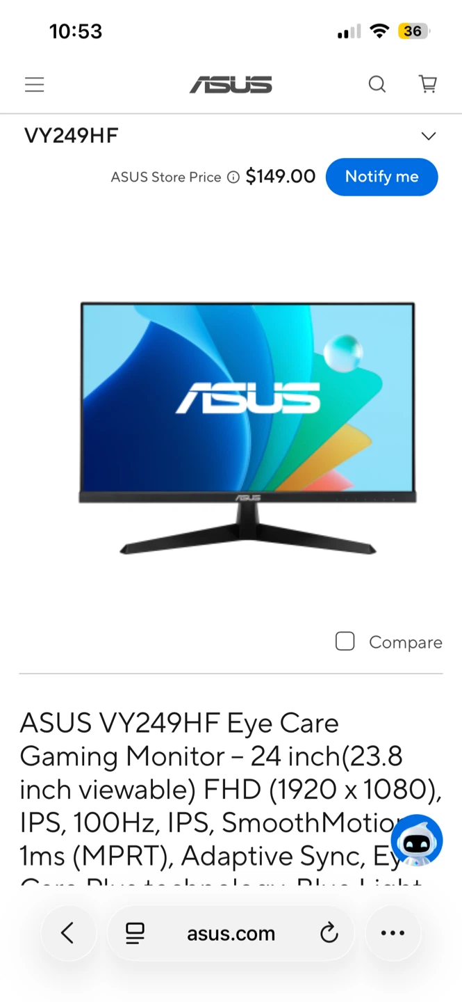 ASUS Gaming Monitor, VY249hf - photo 3