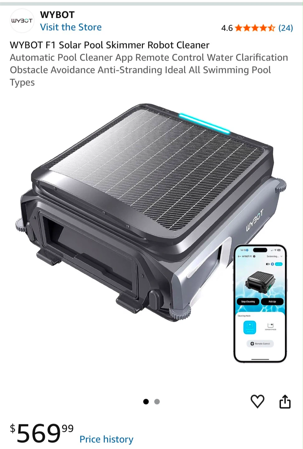 WYBOT F1 Solar Powered Robotic Pool Skimmer - photo 5