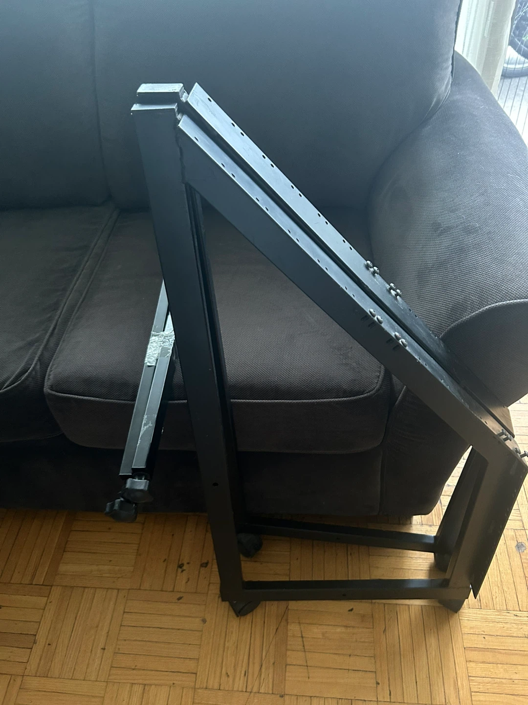 Black Metal A-Frame Stand with Wheels