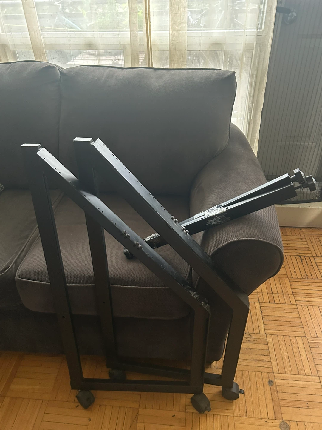 Black Metal A-Frame Stand with Wheels - photo 2