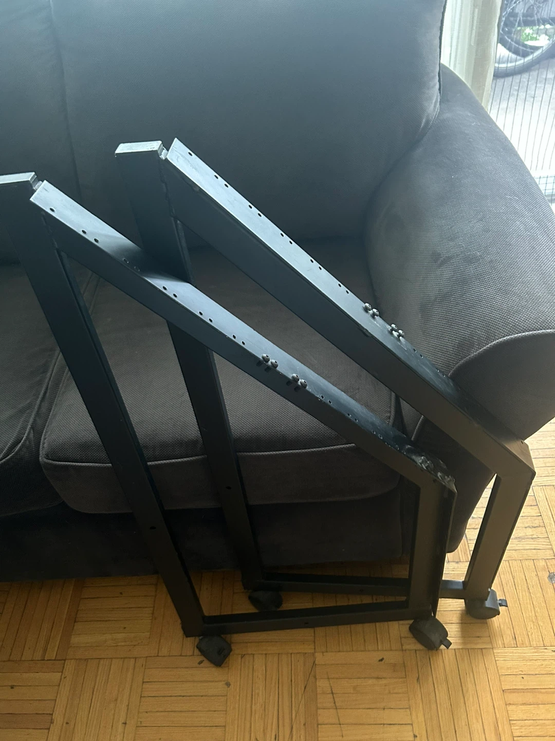 Black Metal A-Frame Stand with Wheels - photo 3