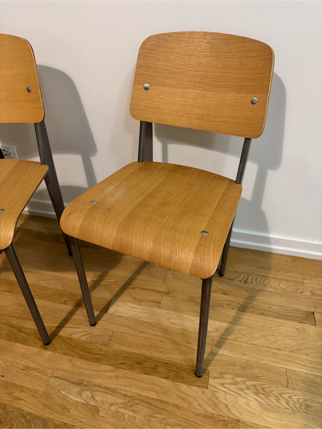 Set of 2 Vintage Wood and Metal Chairs