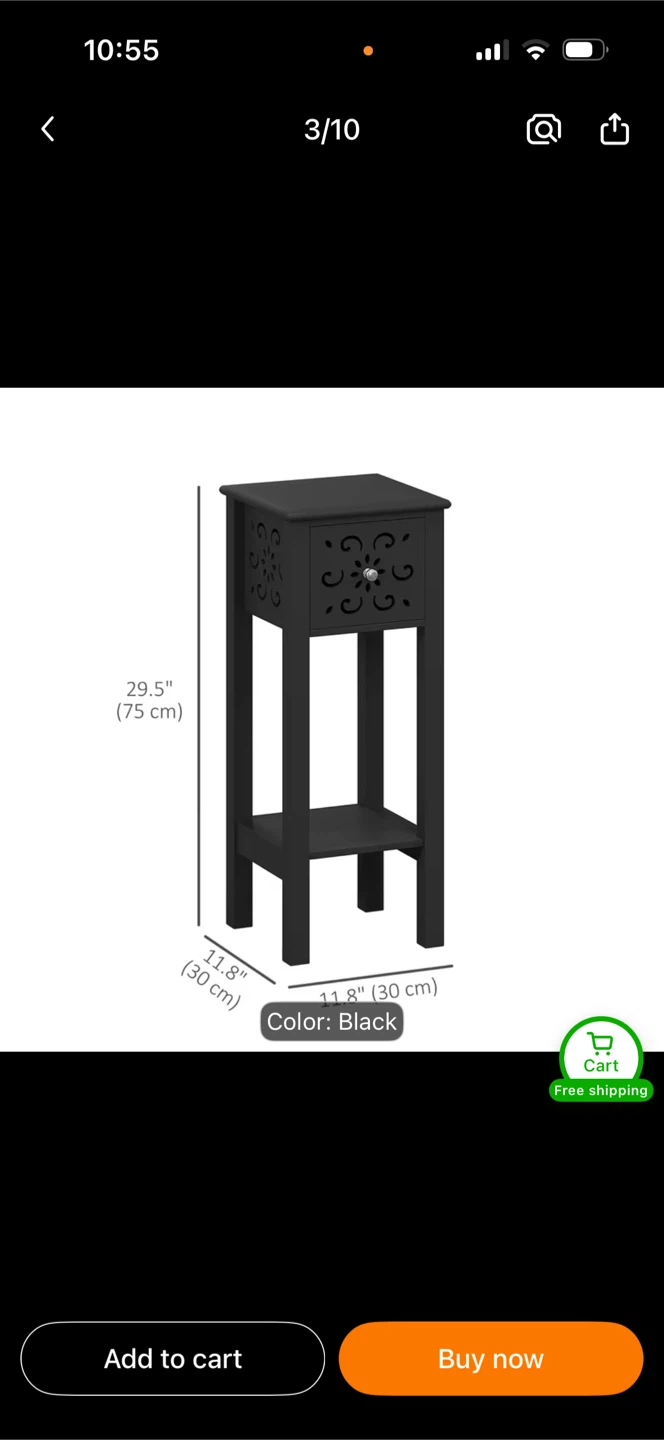 Two New in box black side tables