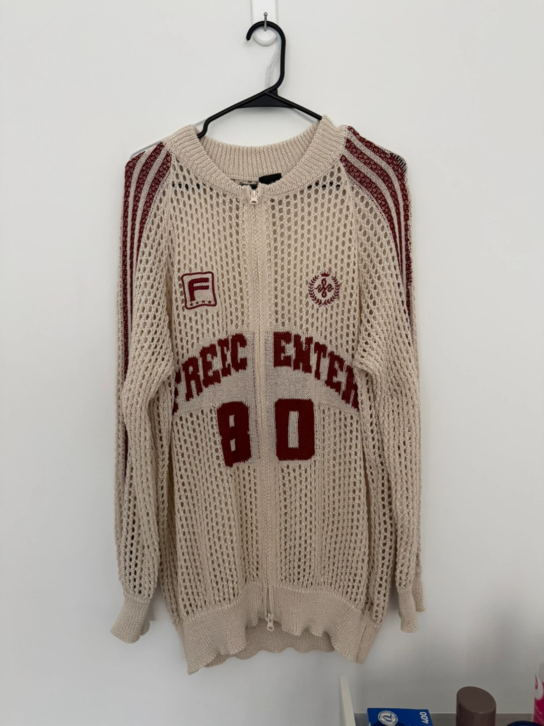Cream Knit Zip-Up Sweater