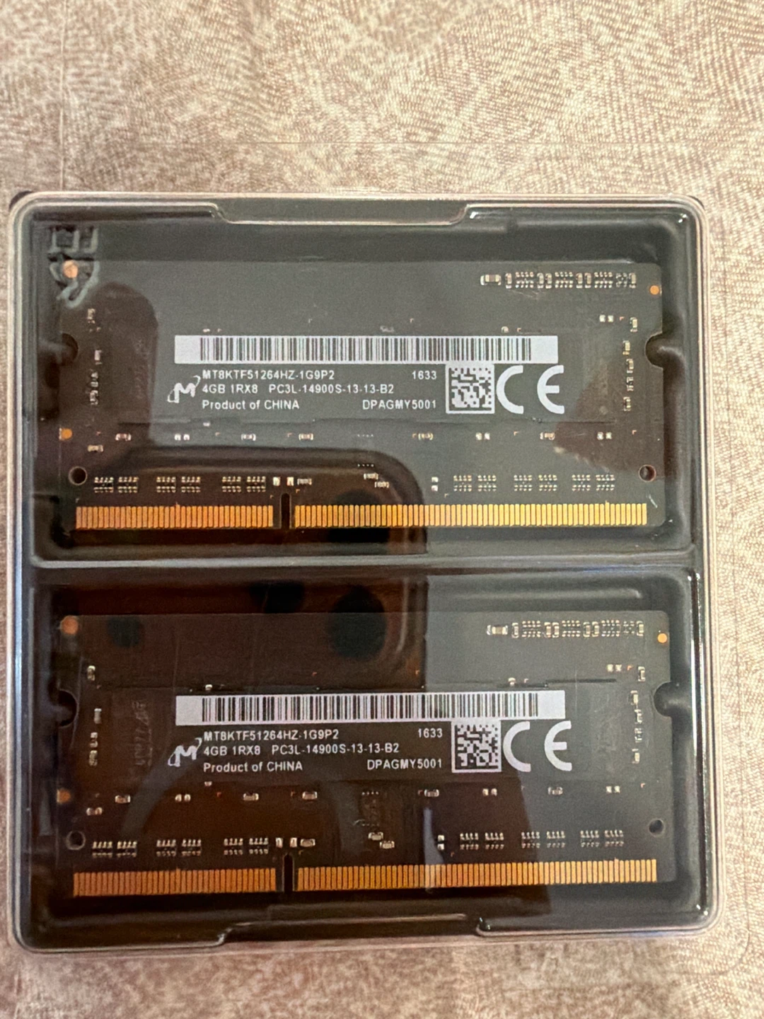 2x Micron 4GB DDR3 PC3L 14900S Laptop RAM Modules