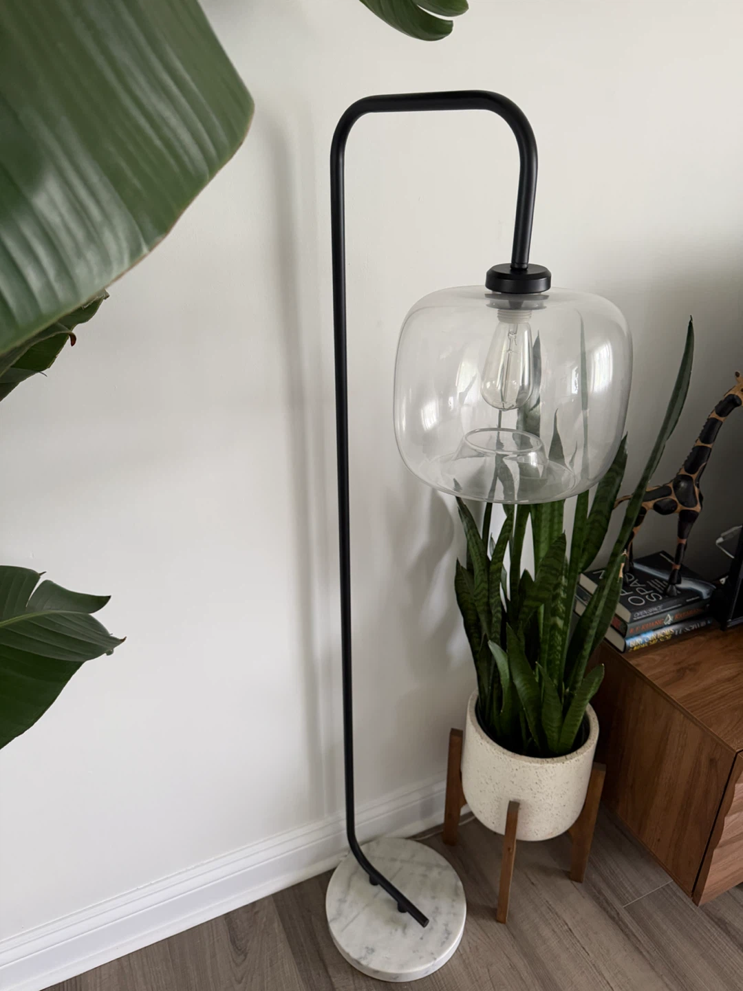 Floor Lamp with Clear Glass Shade and Edison Bulb