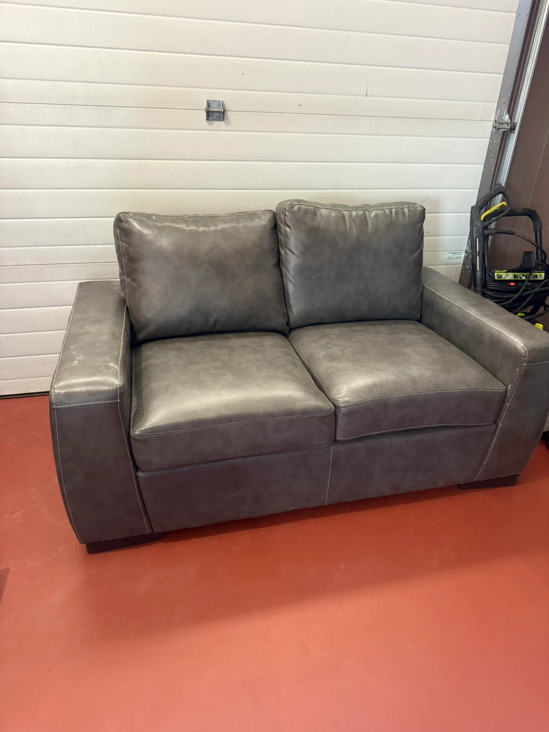 Grey Faux Leather Loveseat Sofa
