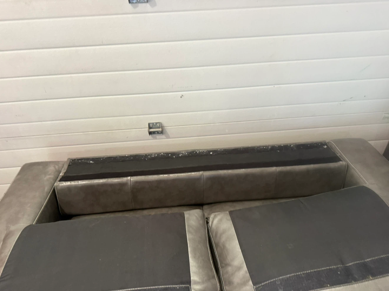 Grey Faux Leather Loveseat Sofa - photo 5