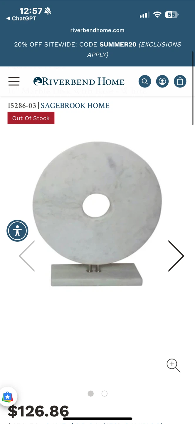 Sagebrook Home Marble Disc Sculpture