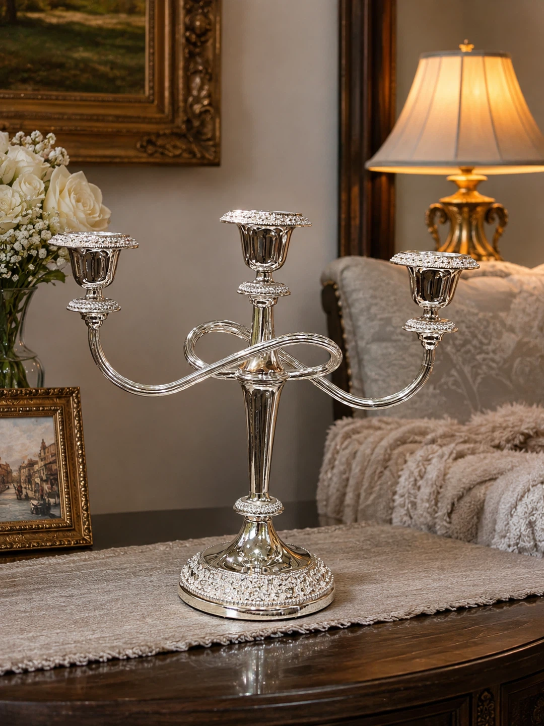 Silver Taper Candle Holder Candelabra