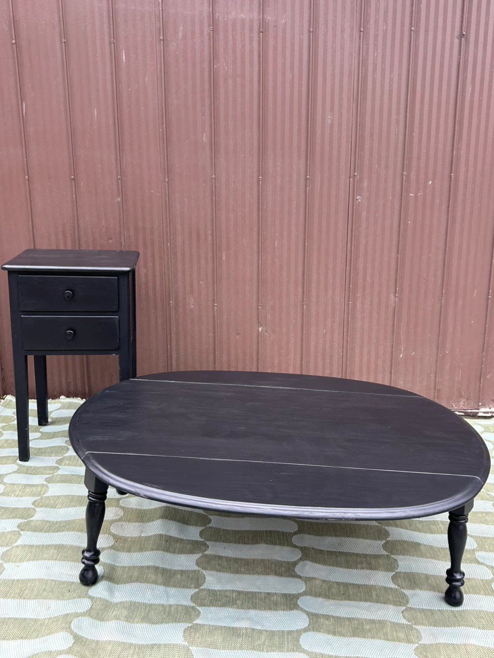 Black Two-Drawer Nightstand / Black Drop leaf coffee table - photo 2