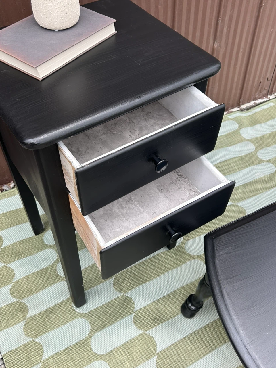 Black Two-Drawer Nightstand / Black Drop leaf coffee table - photo 3