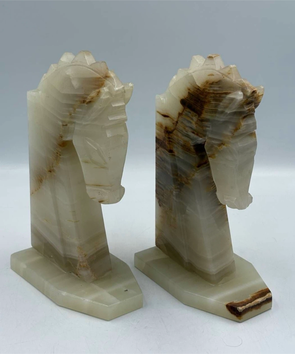 Onyx Horse Head Bookends - photo 4