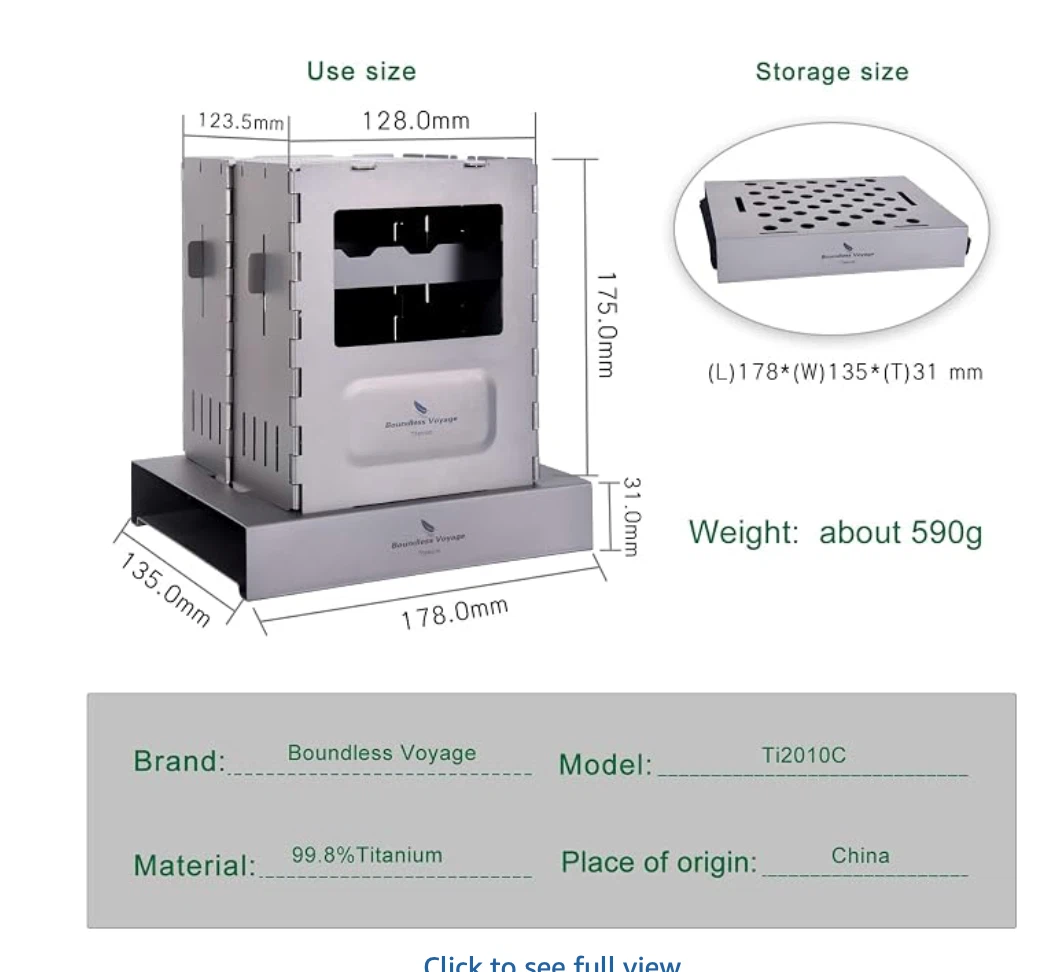 Camping Titanium Folding Wood Stove