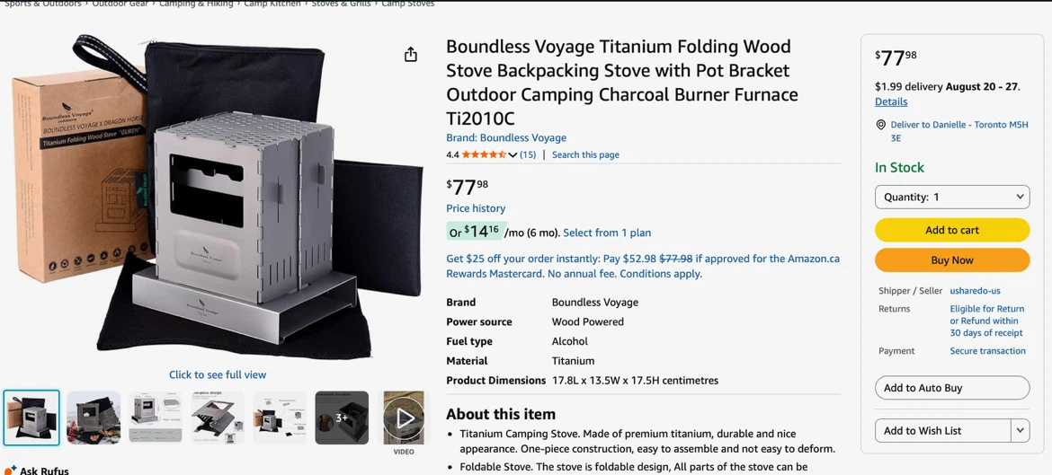 Camping Titanium Folding Wood Stove - photo 5