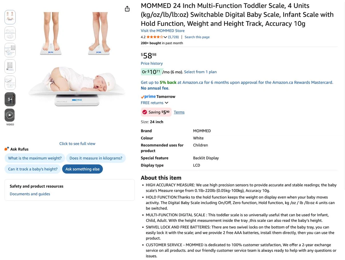 MomMed 24 Inch Multi-Function Toddler Scale - photo 2