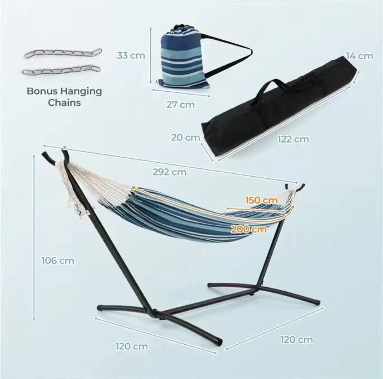 Striped Hammock with Stand and Chains - photo 2