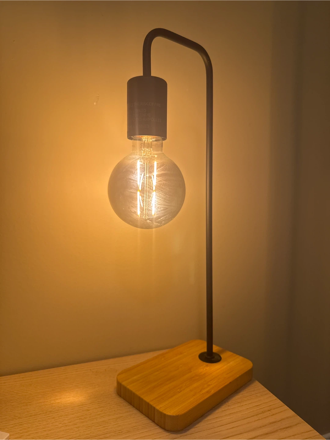 Modern Desk Lamp with Wood Base
