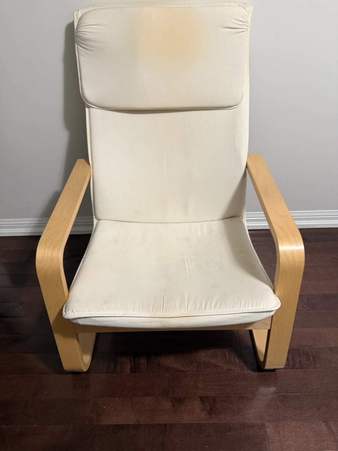 Cream Lounge Chair with Wooden Frame