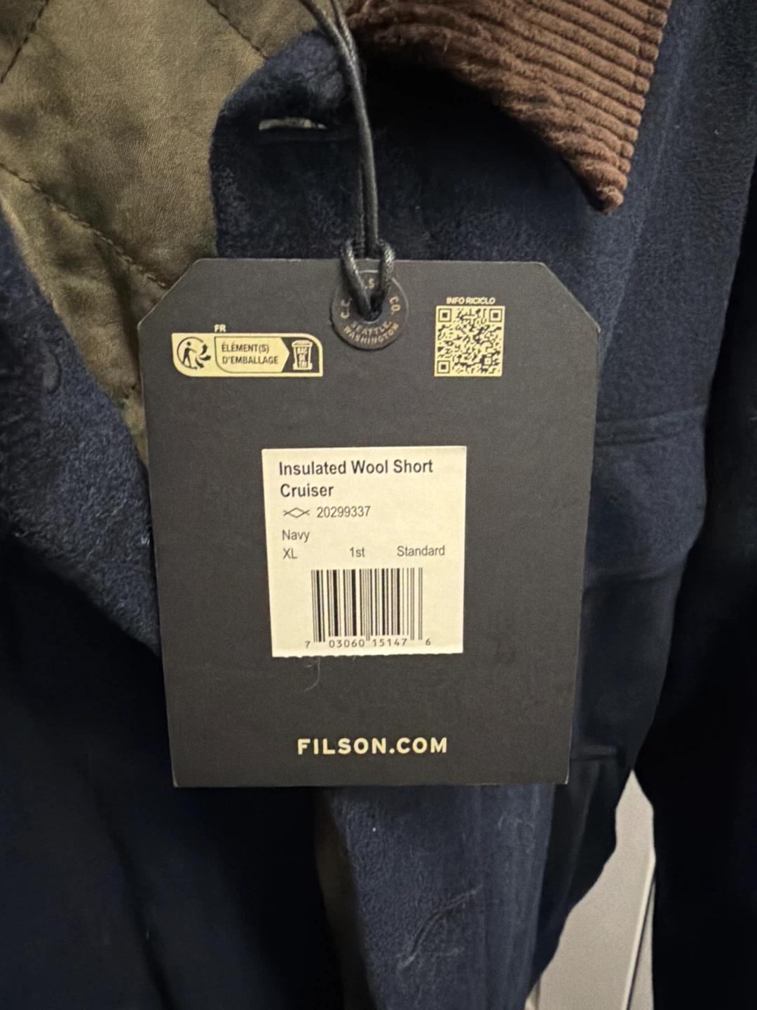 Filson Insulated Wool Short Cruiser Jacket XL Navy - photo 2