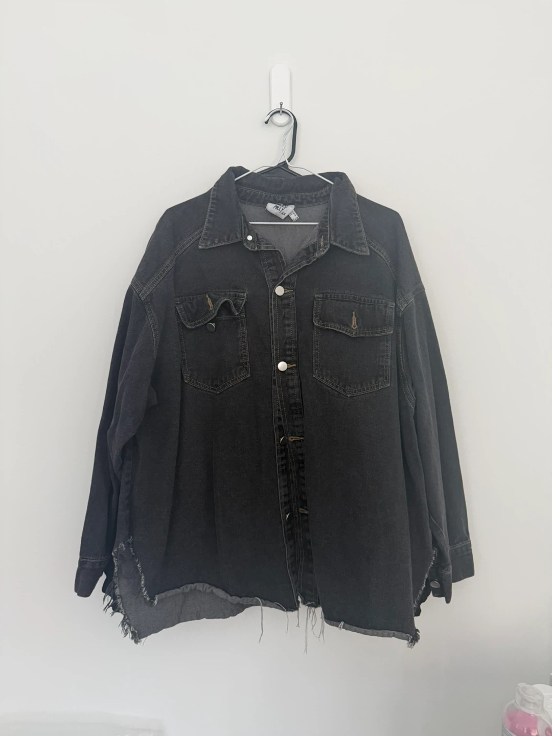 Black Denim Oversized Shirt Jacket
