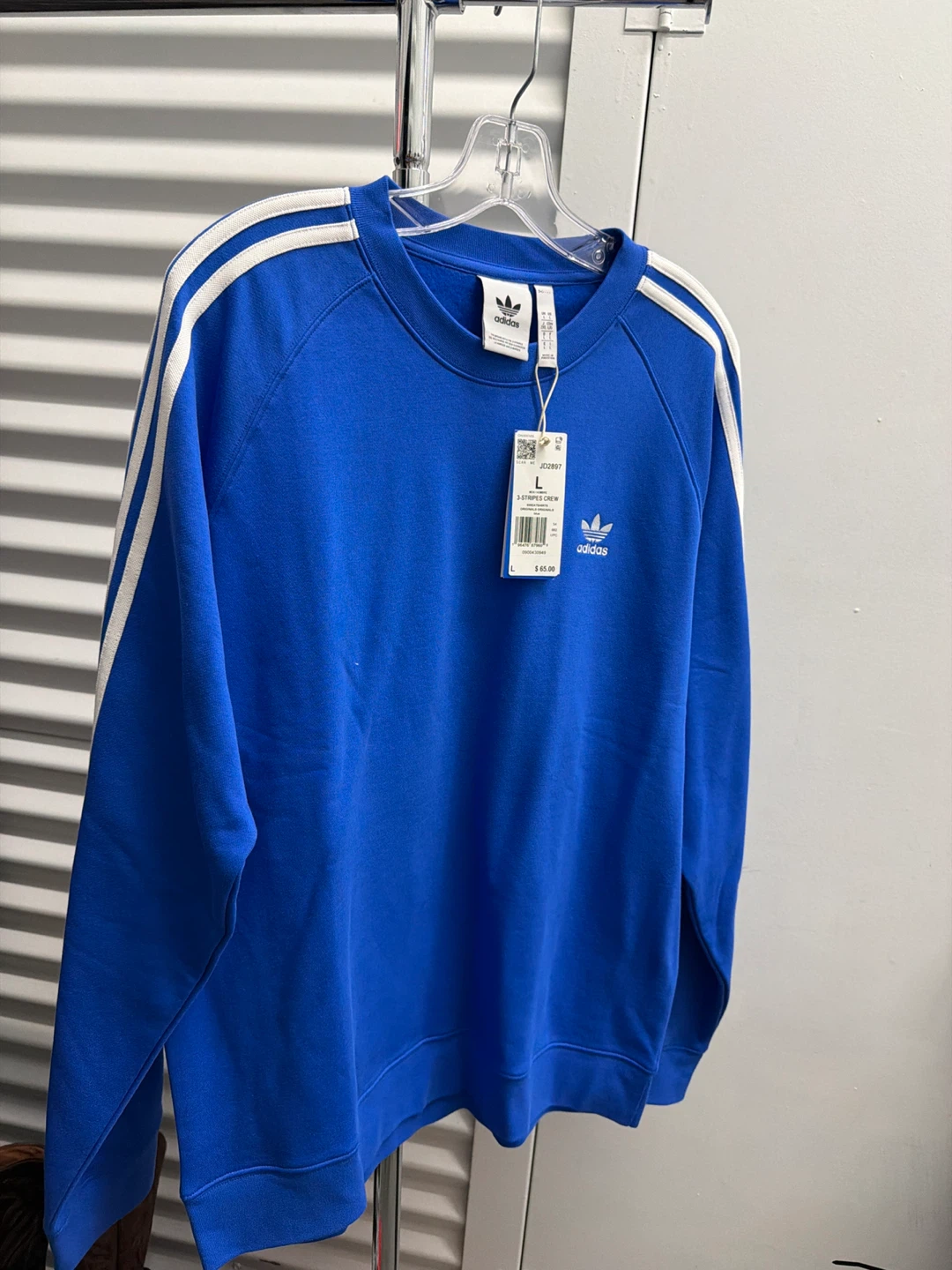 Adidas Men's 3-Stripes Crew Sweatshirt Blue Size L