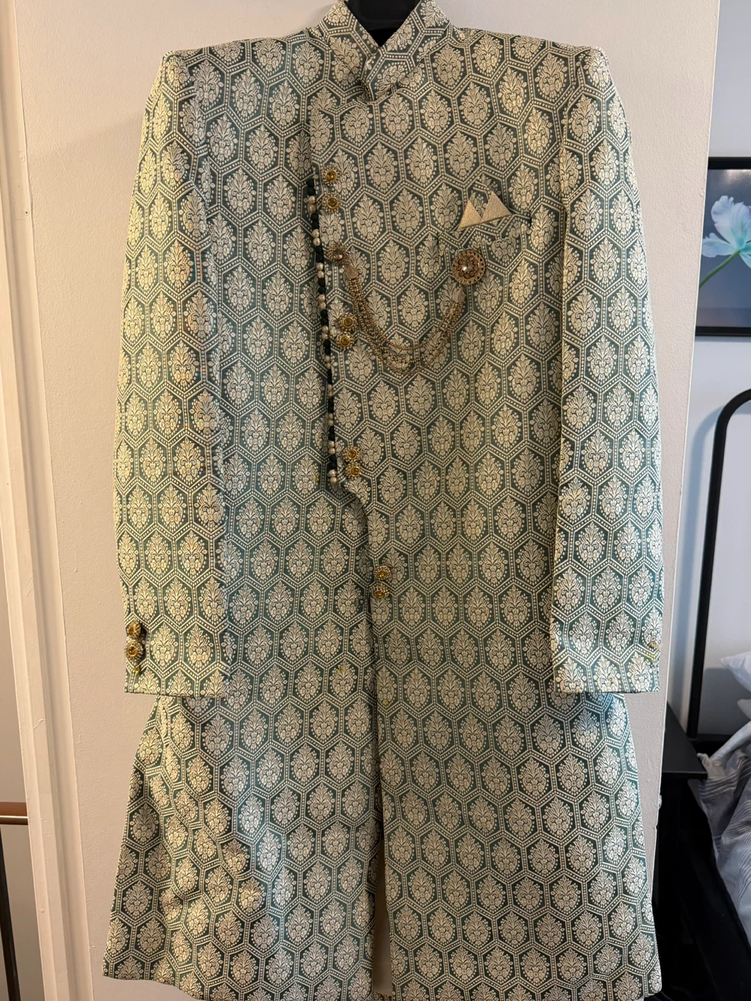 Sherwani, Dupatta, and Mojari Set