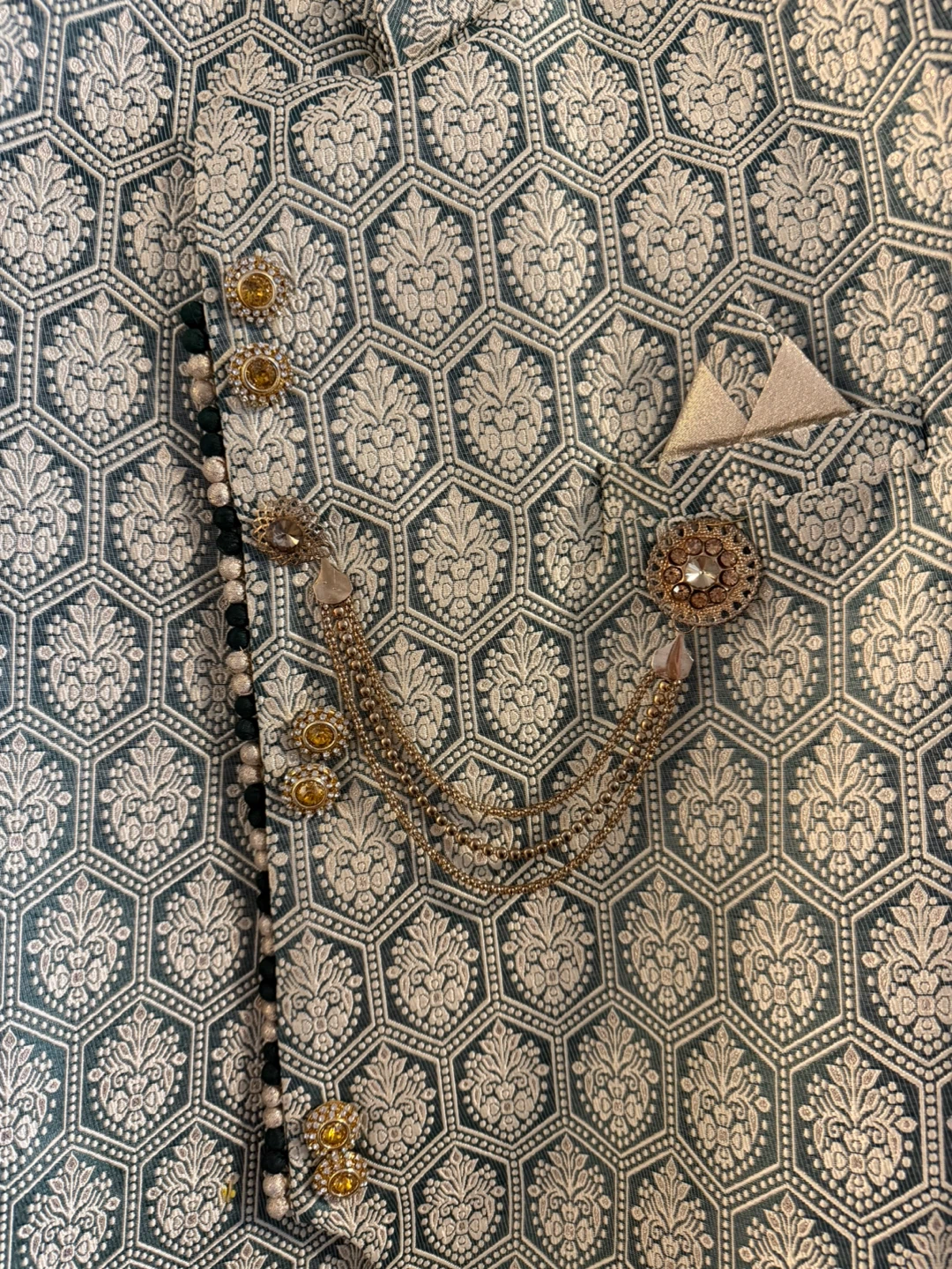 Sherwani, Dupatta, and Mojari Set - photo 2