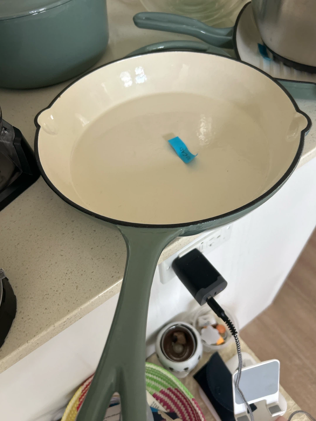 Green Enamel Cast Iron Skillet